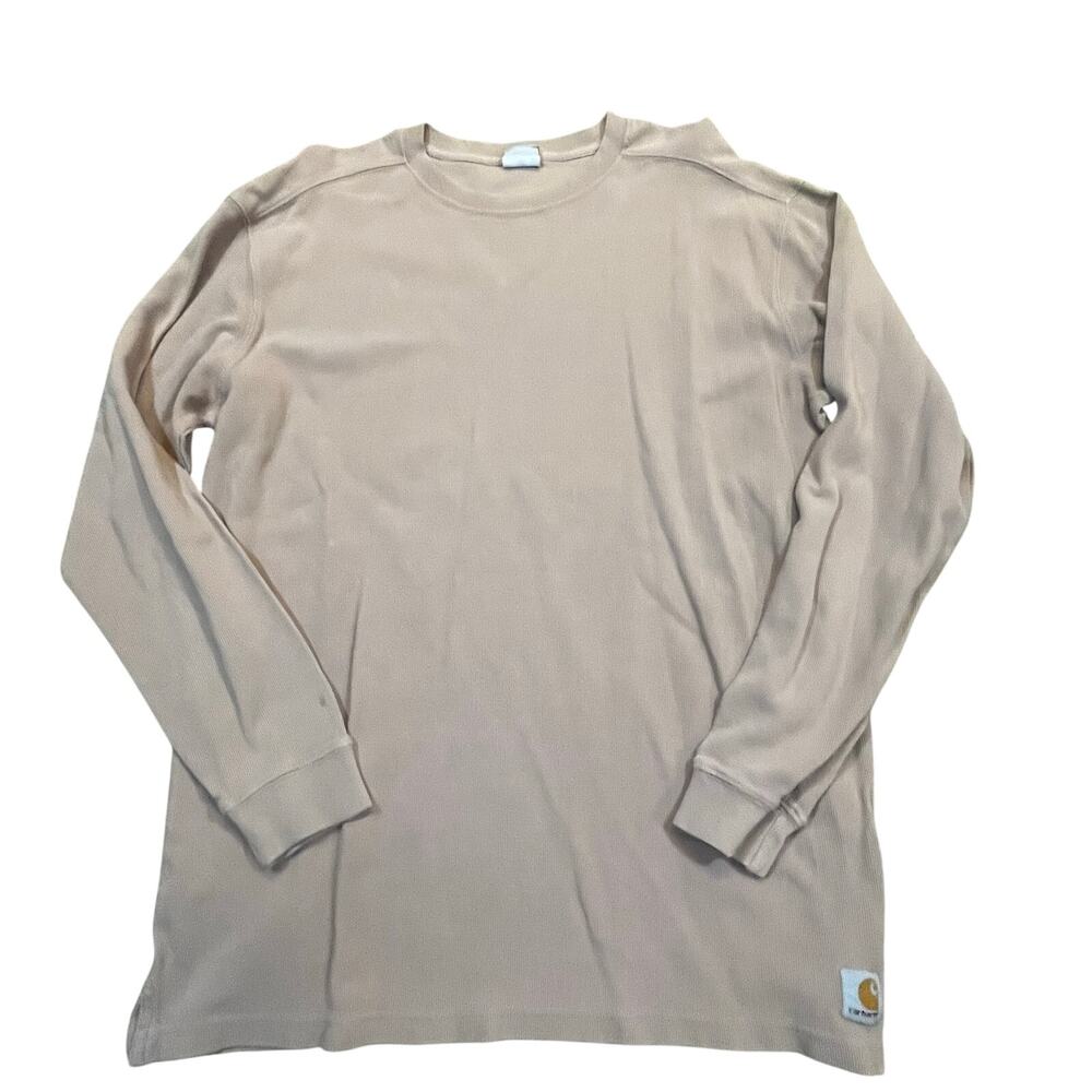 Carhartt Men Medium Long Sleeve Thermal Waffle Shirt Neutral Tan Cotton